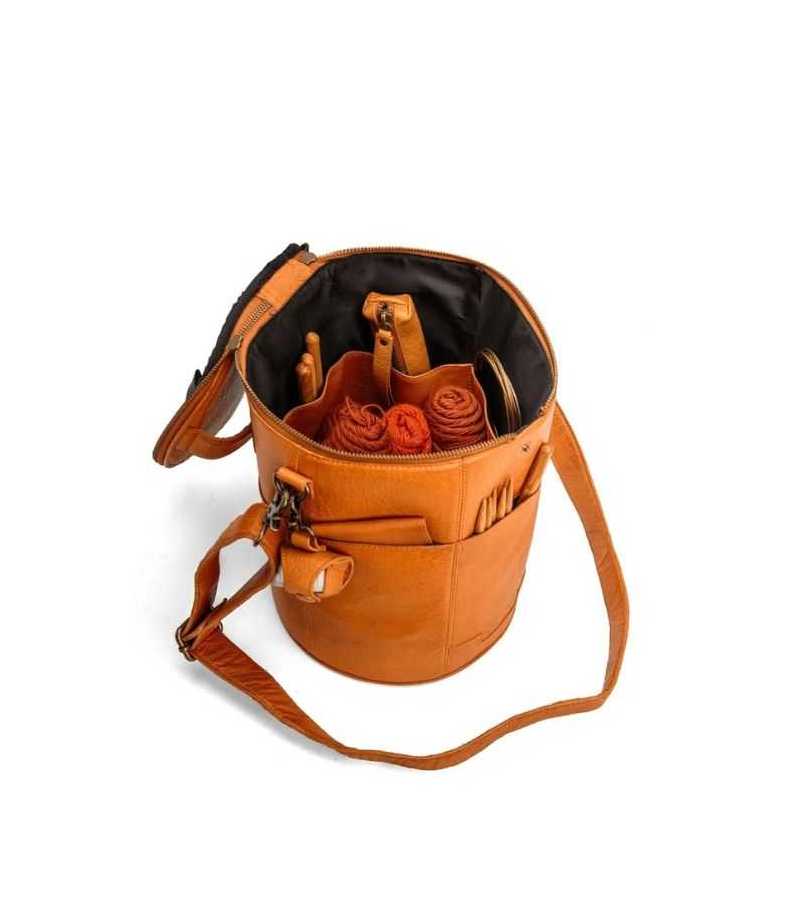 Sac de rangement en cuir pour le tricot Muud Saturn XL