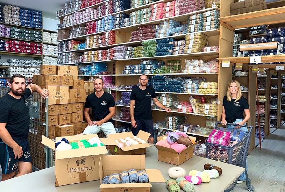 The Kalidou team in the warehouse